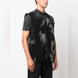 Y-3 Wool Blend Graphic Print Gilet Vest Black Gray Size XL x